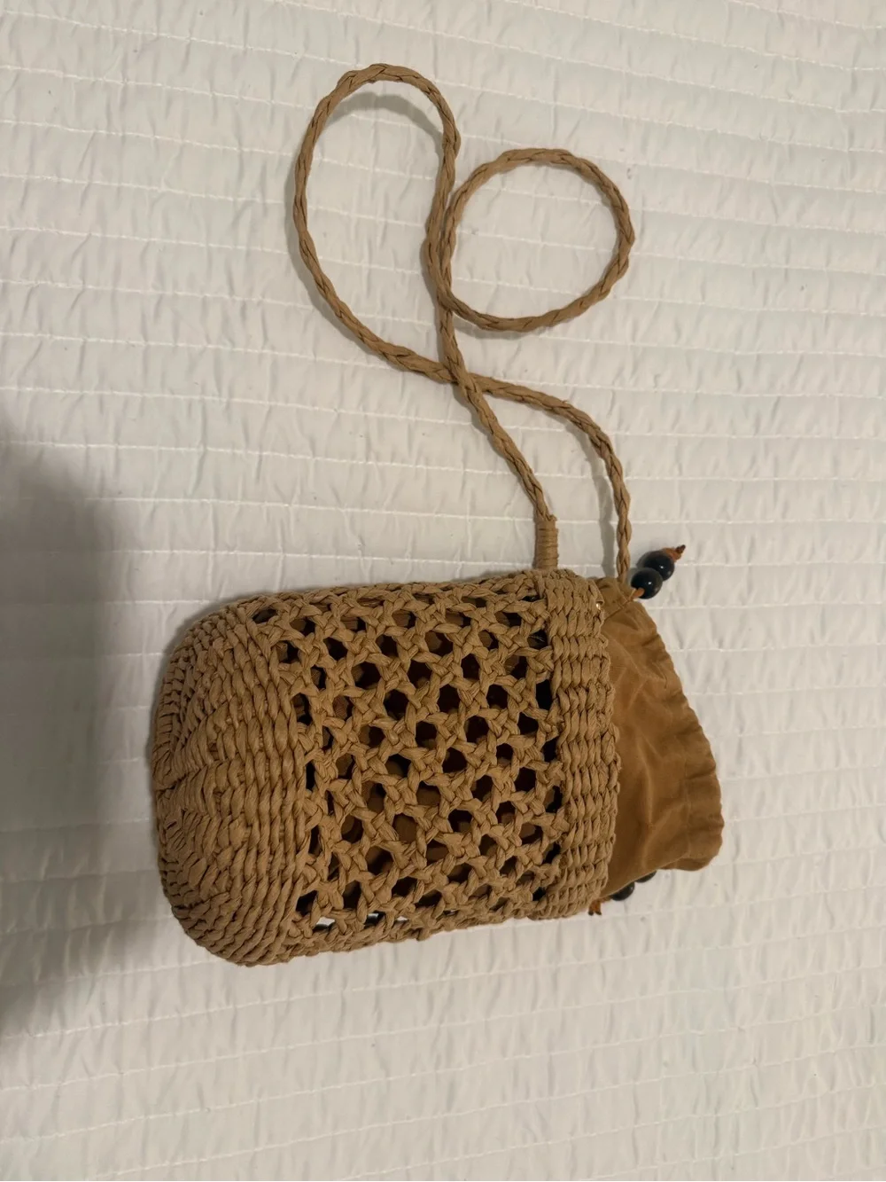 L’ space Sayulita Woven Bucket Crossbody Bag in Natural Tan